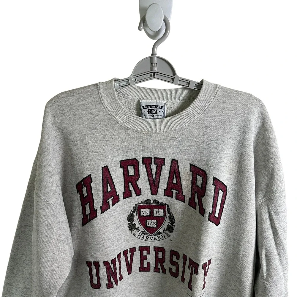 Vintage Lee Harvard University Heavyweight Sweatshirt Grey XL USA Made Classic